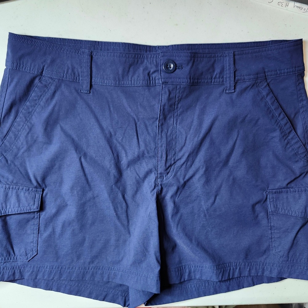 Eddie Bauer Womens Navy Blue Nylon Cargo Hiking Shorts 16 Outdoor Trail Travel